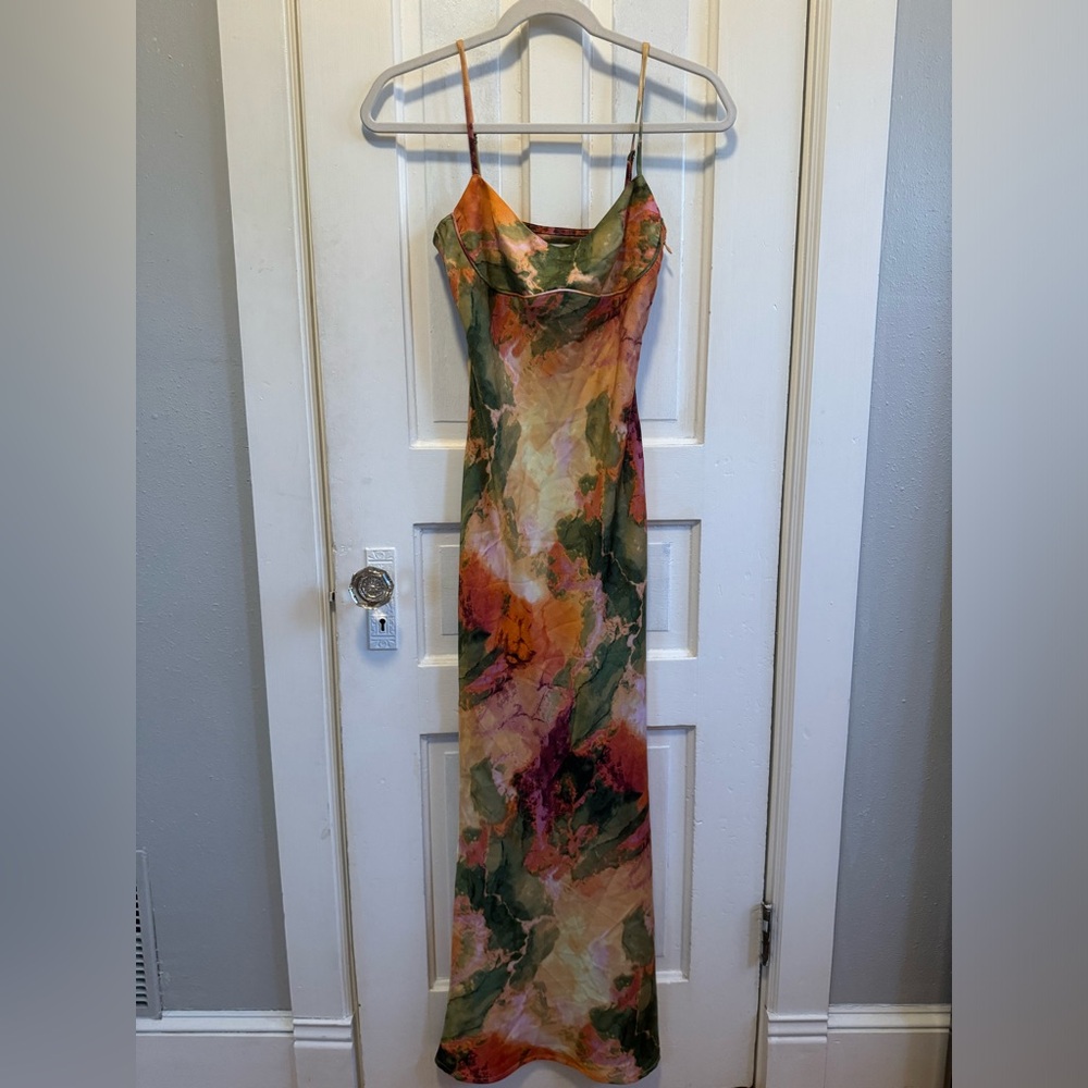 Elegant Multicolor Spaghetti Strap Dress